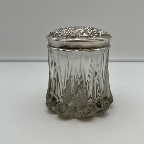Victorian Trading Company Glass Dresser Jar with Sterling Lid - Picture 3 of 15